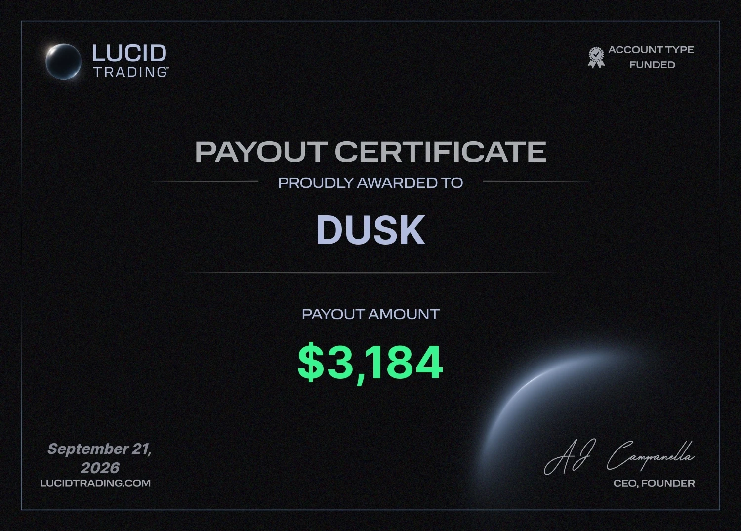 Member payout proof