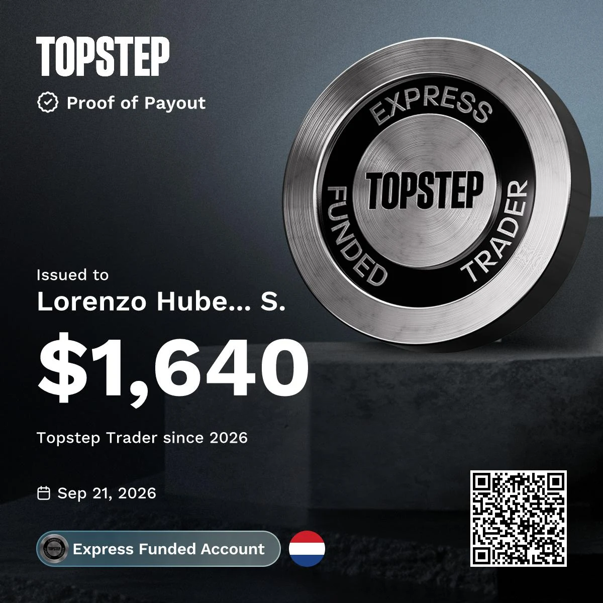 Member payout proof