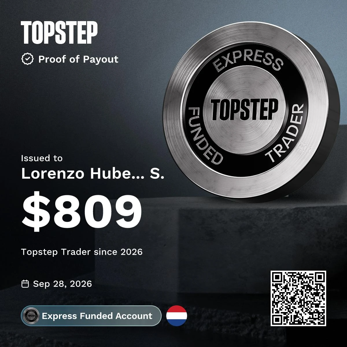 Member payout proof