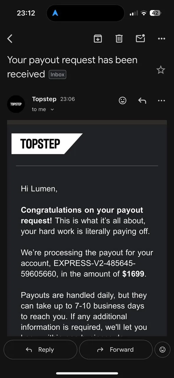 Member payout proof