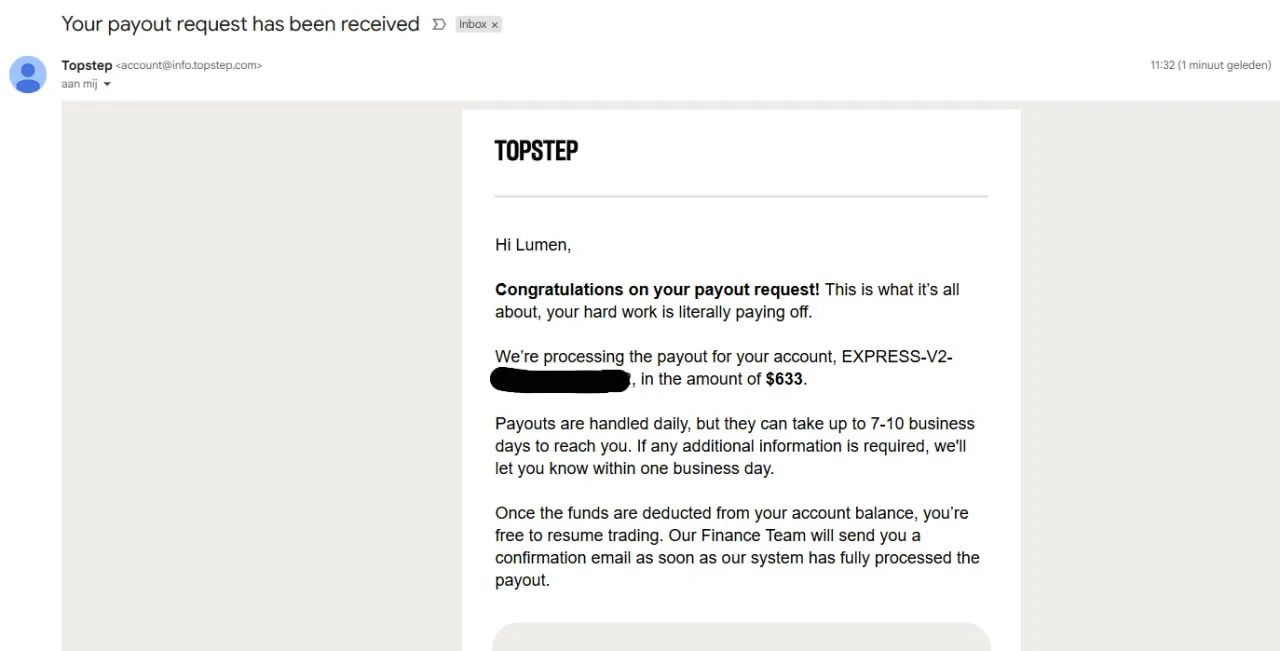 Member payout proof